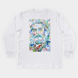 WALT WHITMAN watercolor portrait .2 Kids Long Sleeve T-Shirt